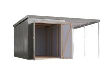 Obrázek k výrobku 94957 - plechový domek KARIBU IRIDIUM 3 + přístavek 200 cm (48497) antracit LG4813