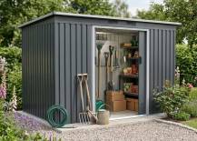 Obrázek k výrobku 82584 - plechový domek LANITPLAST HALLE 94 ANTRACIT LG4024