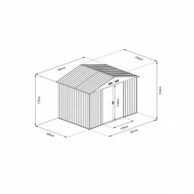 Obrázek k výrobku 82472 - Riwall PRO RMSA 8x10 Anthracitezahradní domek kovový 3 x 2,4 m se sedlovou střechou antracit