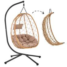 Obrázek k výrobku 95346 - Skládací závěsné křeslo béžové 103x95x185 cm