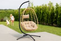 Obrázek k výrobku 95346 - Skládací závěsné křeslo béžové 103x95x185 cm