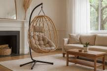 Obrázek k výrobku 95346 - Skládací závěsné křeslo béžové 103x95x185 cm