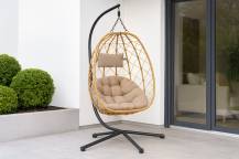 Obrázek k výrobku 95346 - Skládací závěsné křeslo béžové 103x95x185 cm