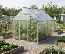 Obrázek k výrobku 92018 - skleník LANITPLAST SARANA 6x8 PC 4 mm stříbrný LG4275