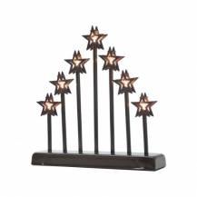 Obrázek k výrobku 78384 - Vánoční svícen el., 7 svíček LED, teplá BÍ, hvězda, kov., 26 x 6 x 27 cm
