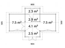 Obrázek k výrobku 21060 - ZAHRADNÍ DOMEK Anna 26,8 m2  (820x520cm) tl. 70mm