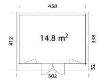 Obrázek k výrobku 48759 - Zahradní domek Bret 14,8 m2 478x358 cm  tl. 44 mm