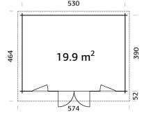Obrázek k výrobku 48878 - Zahradní domek Bret 19,9 m2 550x410 cm tl. 44 mm