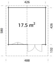 Obrázek k výrobku 39176 - ZAHRADNÍ DOMEK Britta 17,5 m2 446 x 446 cm tl.:40 mm