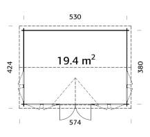 Obrázek k výrobku 21049 - ZAHRADNÍ DOMEK Claudia 19,4 m2 (550x400cm) tl. 44mm