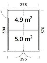 Obrázek k výrobku 20559 - ZAHRADNÍ DOMEK Dan 10 m2 - (5 + 5 m2)  (273 x 370) tl.16 mm