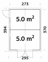 Obrázek k výrobku 20559 - ZAHRADNÍ DOMEK Dan 10 m2 - (5 + 5 m2)  (273 x 370) tl.16 mm