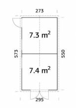 Obrázek k výrobku 39378 - Zahradní domek DAN 14,2 m2 (7,1 + 7,1 m2) 273 x 550 cm tl. 16 mm