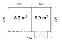 Obrázek k výrobku 34190 - ZAHRADNÍ DOMEK Ella 6,9 + 8,2 m2 Přístřešek