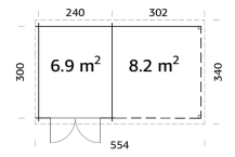 Obrázek k výrobku 34190 - ZAHRADNÍ DOMEK Ella 6,9 + 8,2 m2 Přístřešek