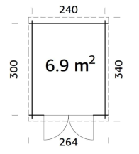 Obrázek k výrobku 34187 - ZAHRADNÍ DOMEK Ella 6,9 m2 240x300