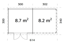 Obrázek k výrobku 34905 - ZAHRADNÍ DOMEK Ella 8,7 + 8,2 m2 610 x 320 tl.:28 mm