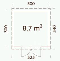 Obrázek k výrobku 34904 - ZAHRADNI DOMEK Ella 8,7 m2 320 x 320 cm tl.: 28 mm