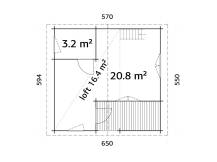 Obrázek k výrobku 21063 - ZAHRADNÍ DOMEK Emily 40,1 + 5,2 m2 (590x570cm) tl. 70mm