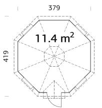 Obrázek k výrobku 18453 - ZAHRADNÍ DOMEK Eva 11,4 m2  (průměr 379 cm) 44mm