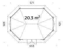 Obrázek k výrobku 21047 - ZAHRADNÍ DOMEK Hanna 20,3 m2  (421x571cm) tl. 44mm