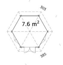 Obrázek k výrobku 34611 - ZAHRADNÍ DOMEK Hanna 7,6 m2  (průměr 303) tl. 34mm