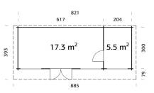 Obrázek k výrobku 31768 - ZAHRADNÍ DOMEK Heidi 22,8 m2  840x320 mm / 22,8m2