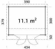 Obrázek k výrobku 39275 - Zahradní domek INES 11,1 m2 410 x 320 cm tl 44 mm.