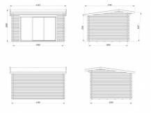 Obrázek k výrobku 82557 - Zahradní domek INES 11,1 m2 s posuvnými dveřmi 410 x 320 cm tl 44 mm.