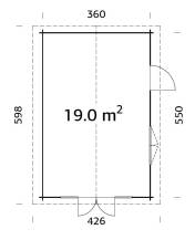 Obrázek k výrobku 20541 - ZAHRADNÍ DOMEK Irene  19 m2 (380cm x 570cm) tl. 44mm