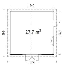Obrázek k výrobku 21044 - ZAHRADNÍ DOMEK Irene 27,7 m2 (560x560cm) tl. 70mm