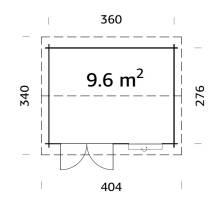 Obrázek k výrobku 20515 - ZAHRADNÍ DOMEK Iris 9,6 m2  (380cm x 296cm) tl. 28mm