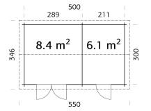Obrázek k výrobku 35219 - ZAHRADNÍ DOMEK Jari 14,5 m2 520 x 320 cm tl.: 28 mm