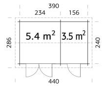 Obrázek k výrobku 35218 - ZAHRADNÍ DOMEK Jari 8,9 m2 410 x 260 cm tl.: 28 mm