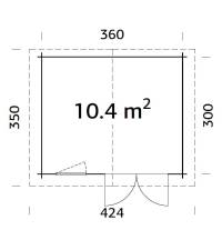 Obrázek k výrobku 20517 - ZAHRADNÍ DOMEK Klara 10,4 m2 (380cm x 320cm) tl. 28mm