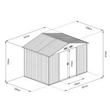 Obrázek k výrobku 82473 - Zahradní domek kovový 3 x 2,4 m Riwall PRO RMSA 8x10 hnědý