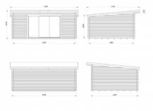 Obrázek k výrobku 82539 - Zahradní domek LEA 19,4 m2 s posuvnými dveřmi 550 x 400 cm tl 44. mm