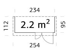 Obrázek k výrobku 20554 - ZAHRADNÍ DOMEK Leif 2,2 m2  (234 x 95) tl.16 mm
