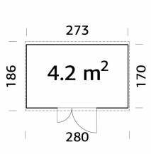 Obrázek k výrobku 39411 - Zahradní domek Leif 4,2 m2 273 x 170 cm tl. 16