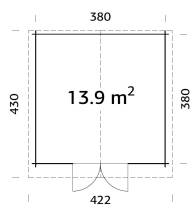 Obrázek k výrobku 20518 - ZAHRADNÍ DOMEK Lotta 13,9m2 (400cm x 400cm) tl. 34mm