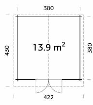 Obrázek k výrobku 20518 - ZAHRADNÍ DOMEK Lotta 13,9m2 (400cm x 400cm) tl. 34mm