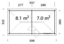 Obrázek k výrobku 35100 - ZAHRADNI DOMEK Melanie 6,8 + 8,3 m2 577 x 300 cm tl.: 28 mm