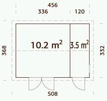 Obrázek k výrobku 35220 - ZAHRADNÍ DOMEK Olaf 13,7 m2 456 x 332 cm .: tl. 18 + 70 mm