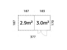 Obrázek k výrobku 82207 - Zahradní domek s dřevníkem Leif 3,0 + 2,9  m2