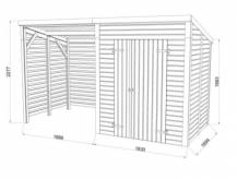 Obrázek k výrobku 82207 - Zahradní domek s dřevníkem Leif 3,0 + 2,9  m2 377 x 187 cm tl. 16