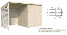 Obrázek k výrobku 82207 - Zahradní domek s dřevníkem Leif 3,0 + 2,9  m2 377 x 187 cm tl. 16