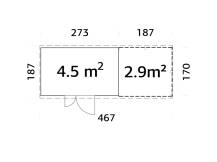 Obrázek k výrobku 82208 - Zahradní domek s dřevníkem Leif 4,5 + 2,9  m2