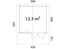 Obrázek k výrobku 21036 - ZAHRADNÍ DOMEK Sally 12,3m2  (380x380cm) tl. 44mm