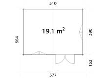 Obrázek k výrobku 21039 - ZAHRADNÍ DOMEK Sally 19,1 m2 (530x410cm) tl. 44mm