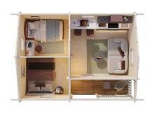 Obrázek k výrobku 21061 - ZAHRADNÍ DOMEK Sandra 21,5 + 3,7 m2 (620x470cm) tl. 70mm